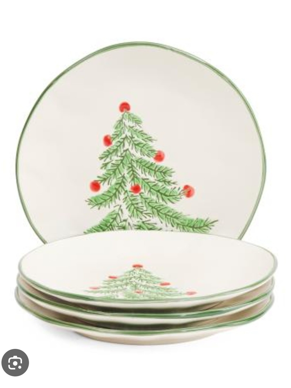 ELI + ANA Christmas Erma Tree Salad Plate 9in Set of 4 Ceramic Holiday NEW